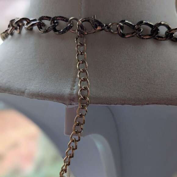 Antique Boho Statement Necklace - Vintage Filigree Pendant with Layered Chains - Picture 7 of 7